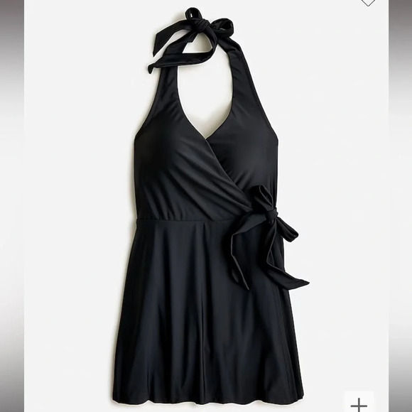 NWT J Crew Womens size 10 Black Halter Wrap Swim Dress One Piece Modest Swimsuit - Picture 4 of 6